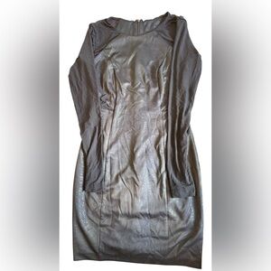 Guess Snake Print Long Mesh Sleeve Scoop Neck Bodycon  Mini Dress Blue Small